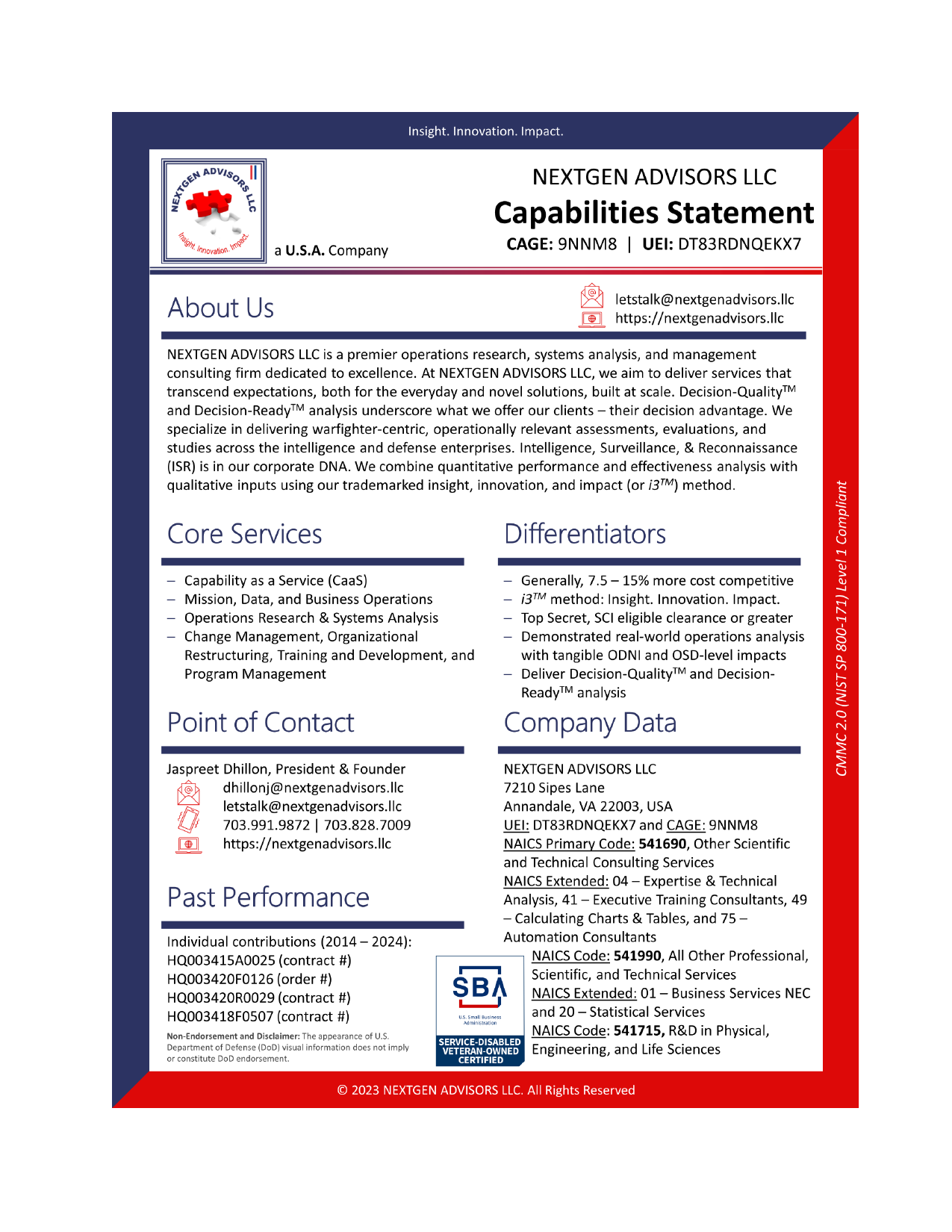 Capability statement preview page 1